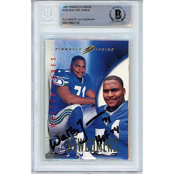 Walter Jones Seattle Seahawks Autographed 97 Pinnacle Football Card Beckett Slab - Picture 1 of 4